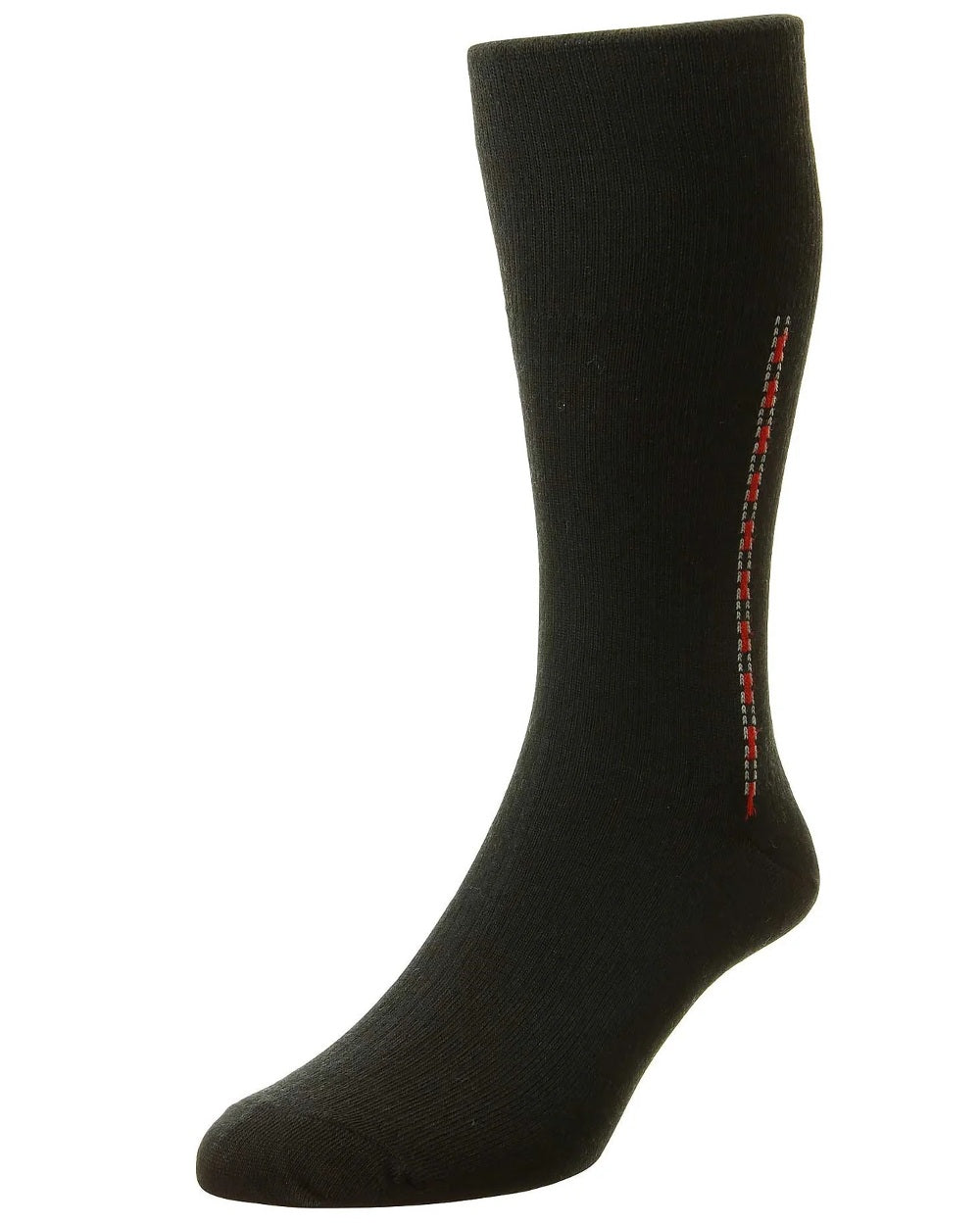 Black Coloured HJ Hall Fancy Panel Half Hose Socks on white background