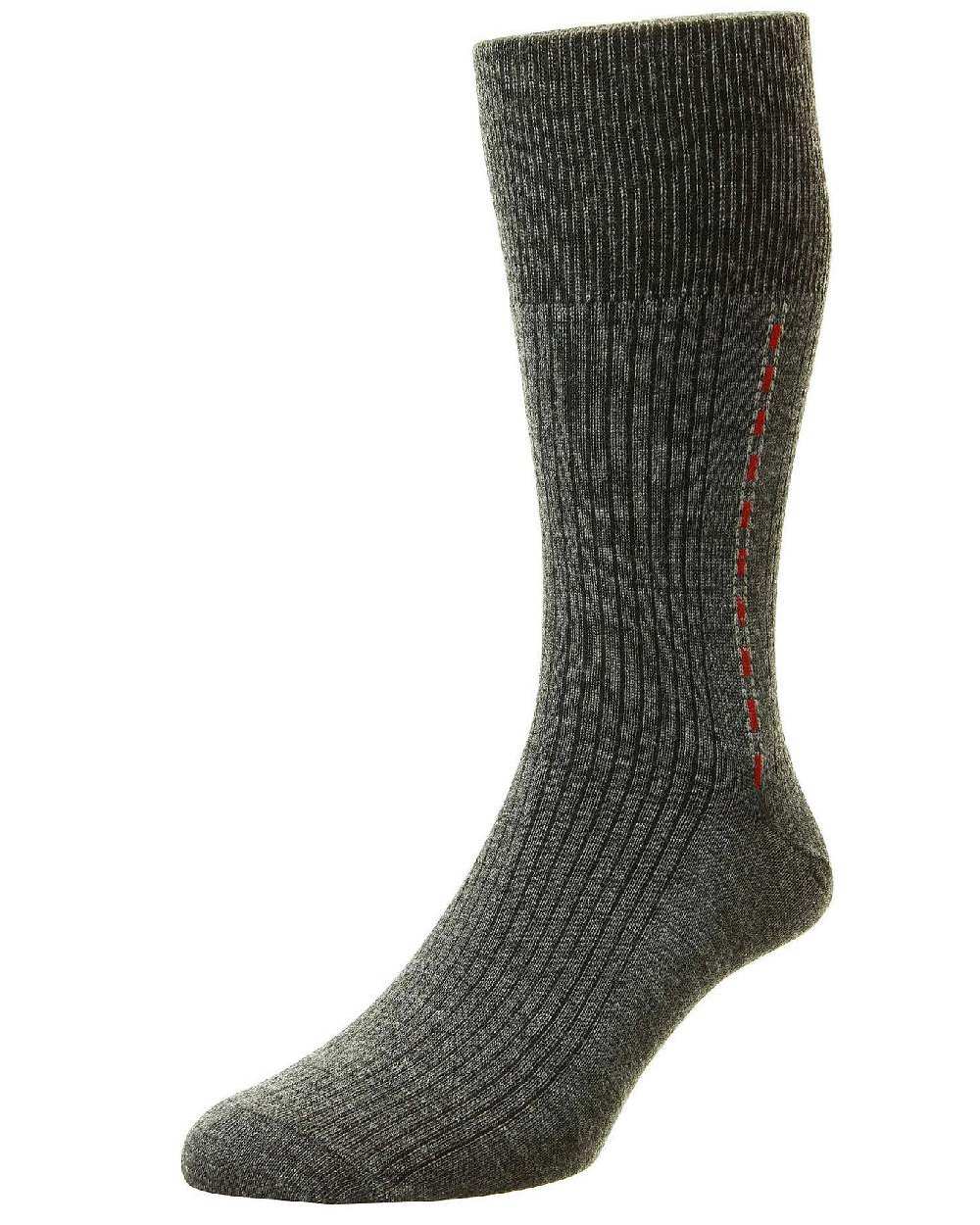 Mid Grey Coloured HJ Hall Fancy Panel Half Hose Socks on white background