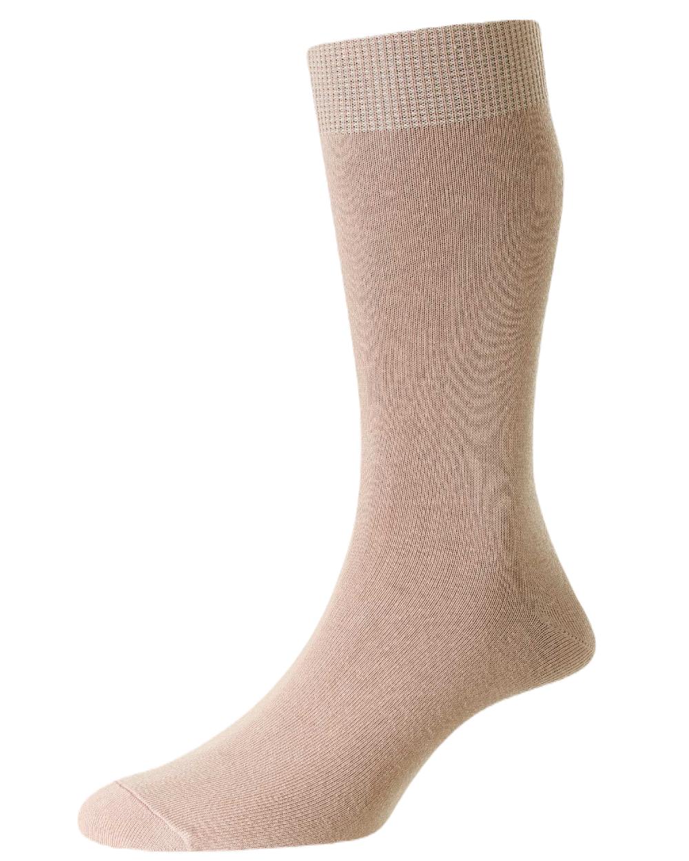 Rose Pink coloured HJ Hall Classic Cotton Fashion Socks on white background