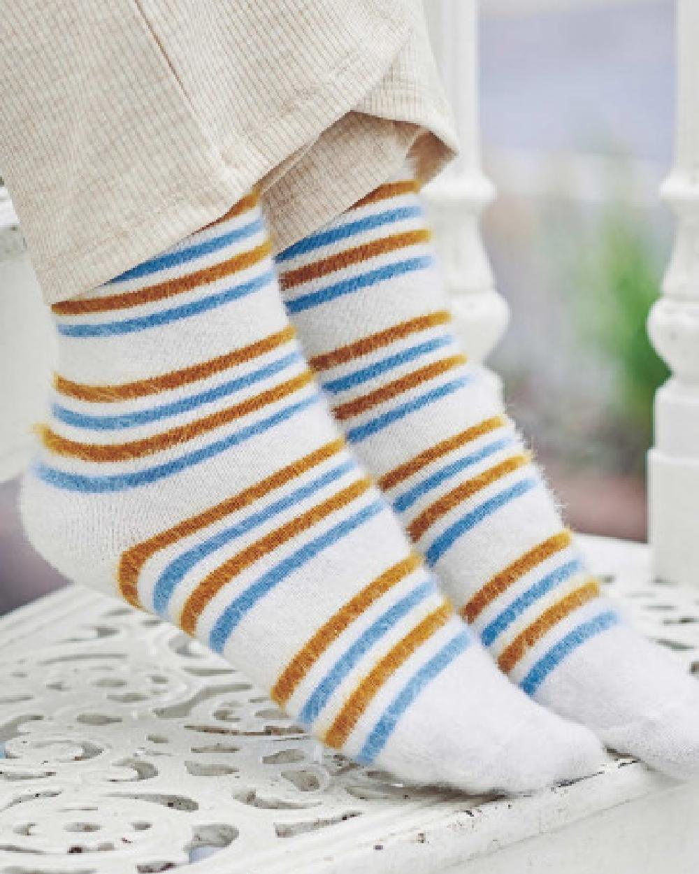 HJ Hall Fluffy Socks | 2 Pack in Cream and Pale Blue