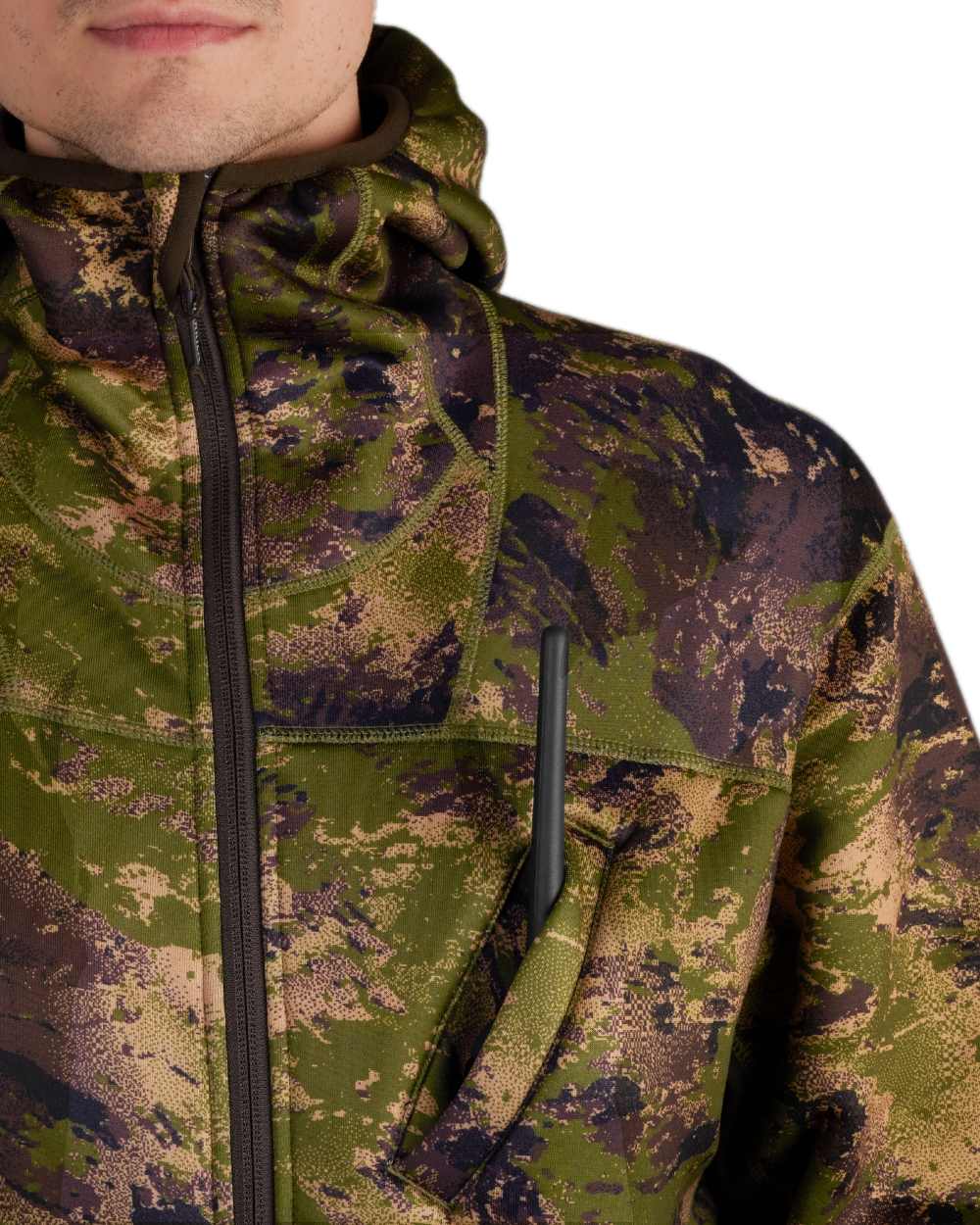AXIS Forest Coloured Harkila Deer Stalker Camo Fleece Hoodie on white background