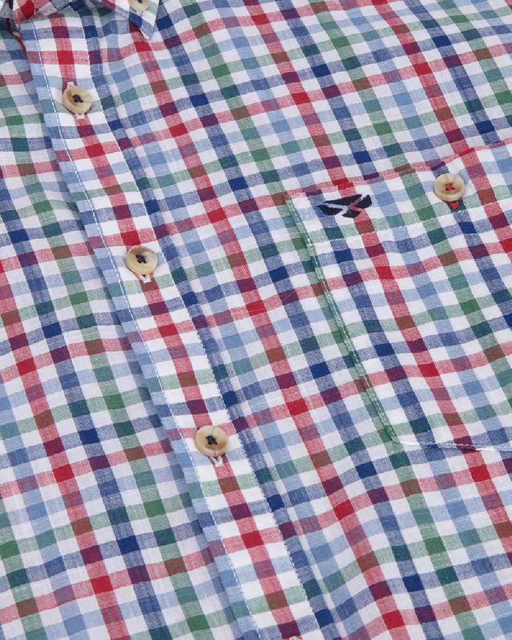 Green Red Coloured Hoggs of Fife Aberdour Short Sleeve Shirt on white background