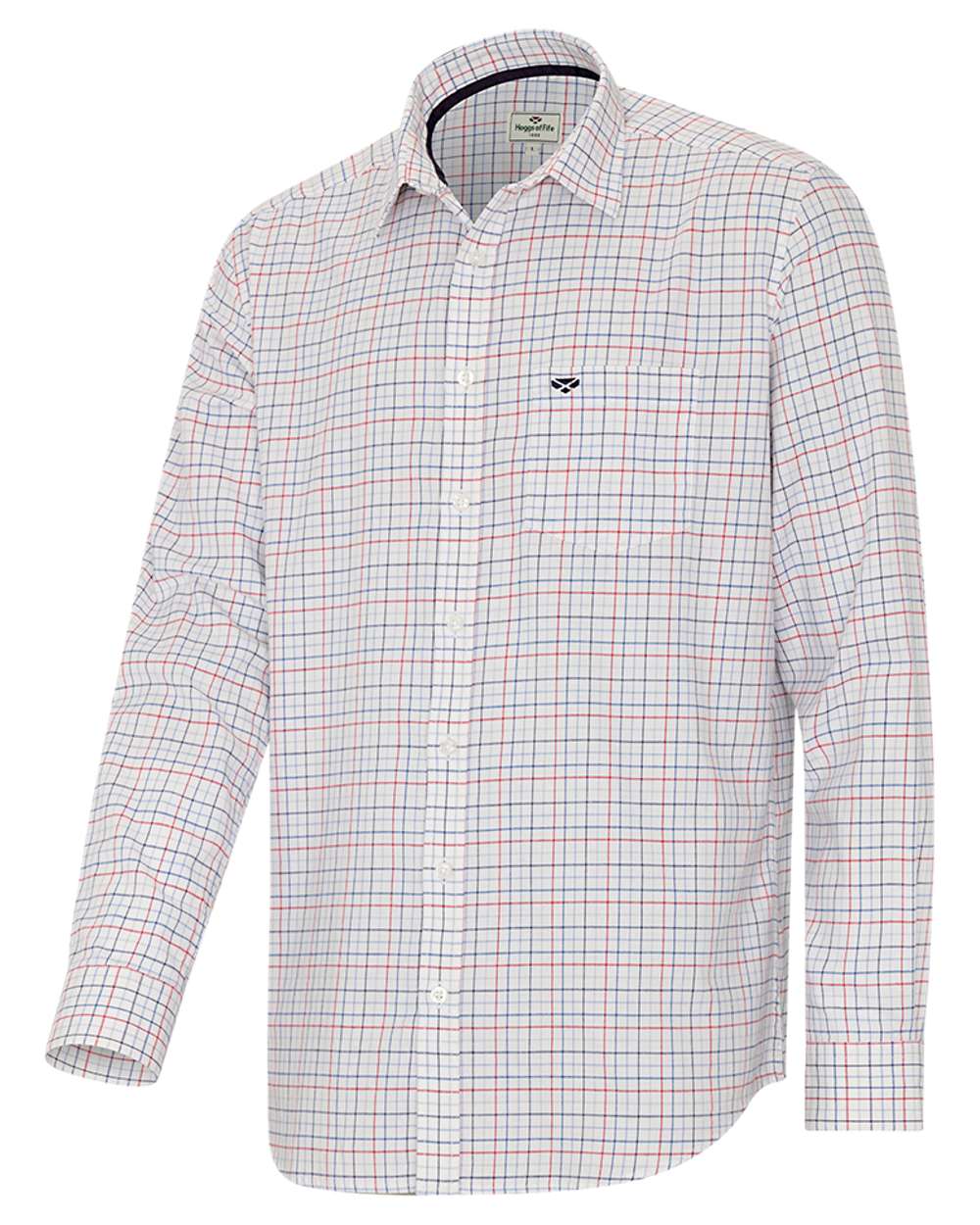 Red Blue Coloured Hoggs of Fife Callum Country Check Shirt on white background
