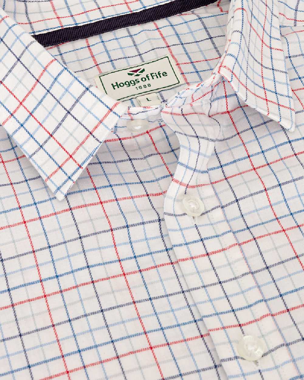 Red Blue Coloured Hoggs of Fife Callum Country Check Shirt on white background