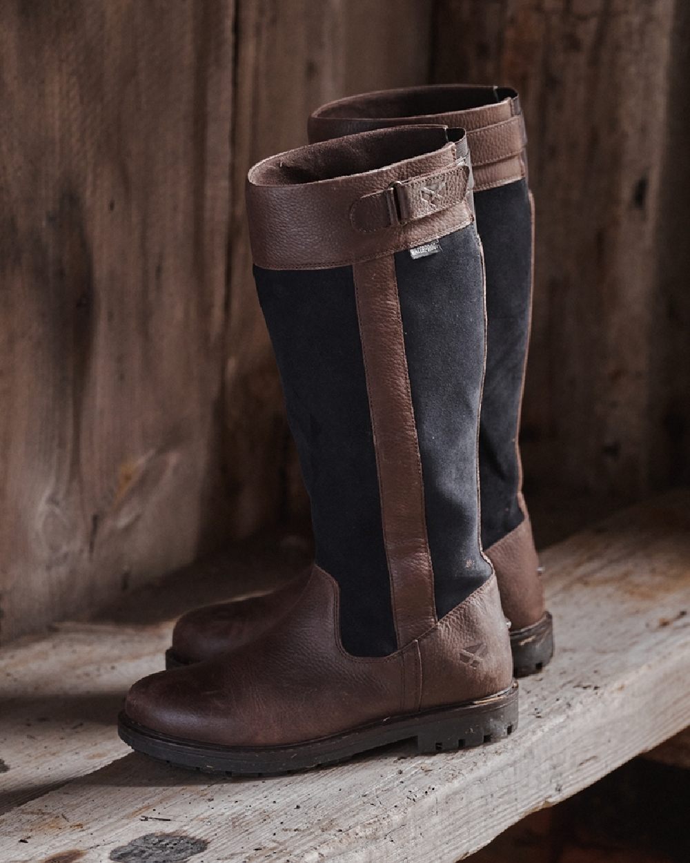 Dark Brown Navy Coloured Hoggs of Fife Cleveland II Womens Country Boots on white background