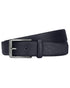 Black Coloured Hoggs of Fife Feather Edge Leather 35mm Belt on white background