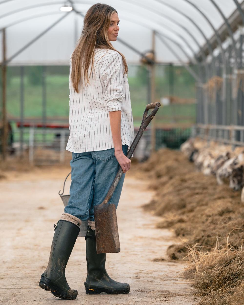 Field Green Coloured Hoggs of Fife Field Sport 365 Wellingtons on outdoor background