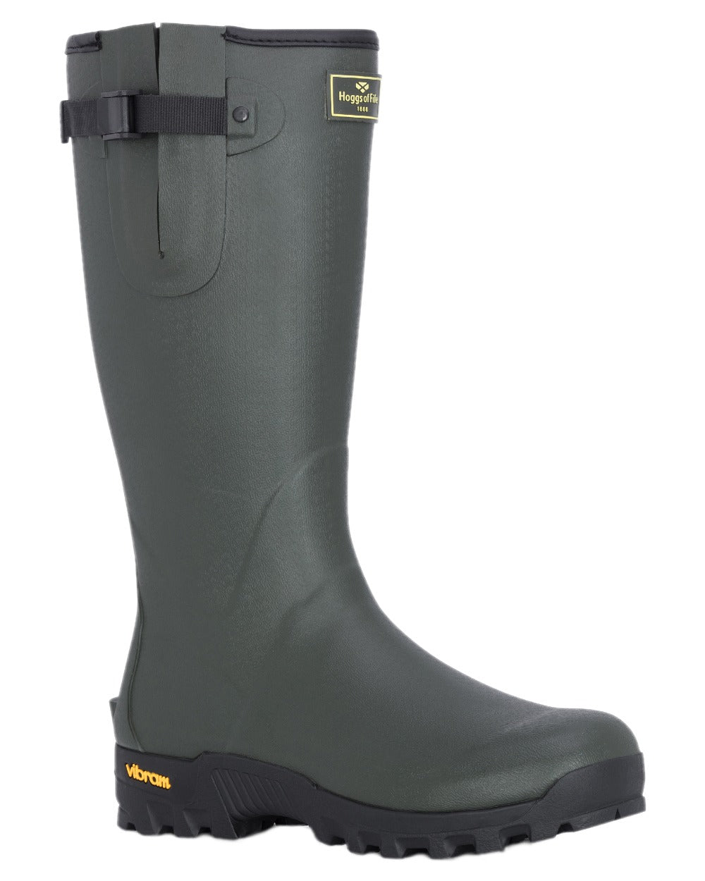 Field Green Coloured Hoggs of Fife Field Sport Neoprene Lined Wellingtons on white background