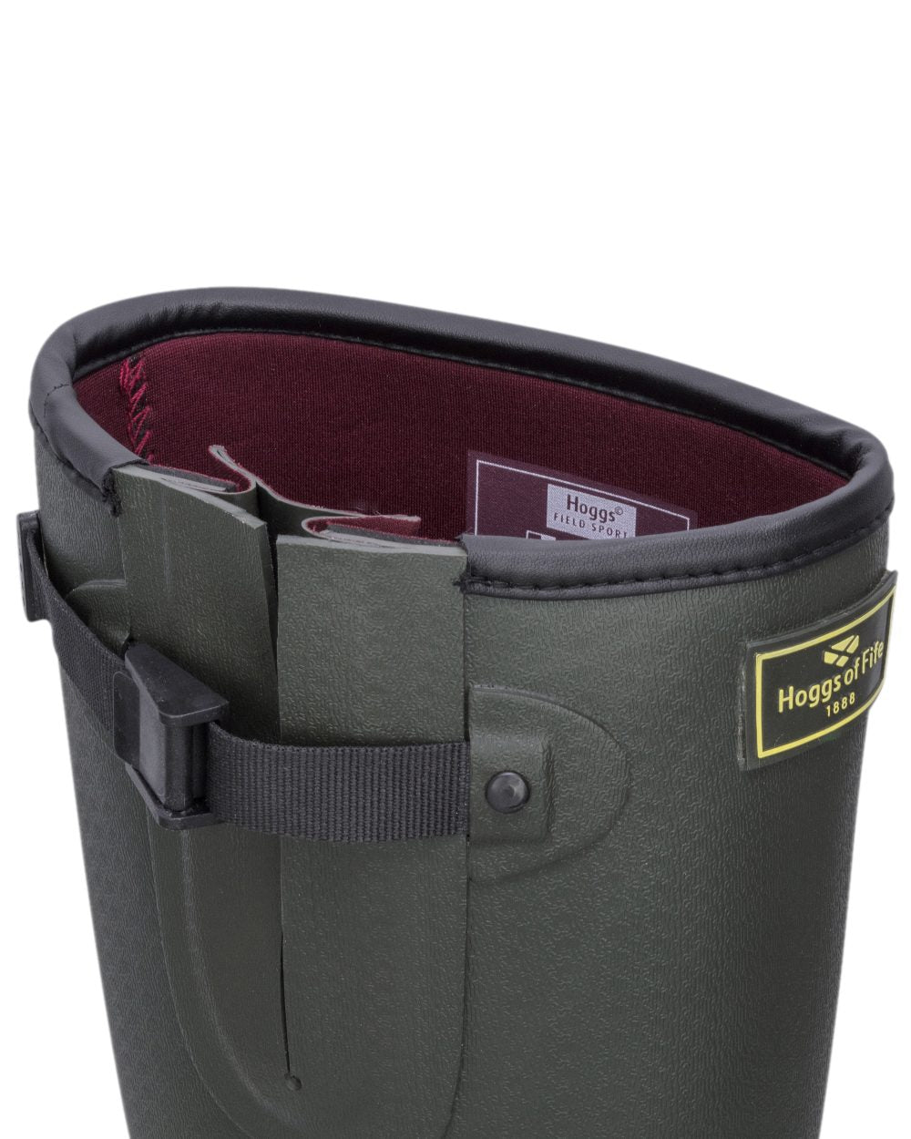 Field Green Coloured Hoggs of Fife Field Sport Neoprene Lined Wellingtons on white background