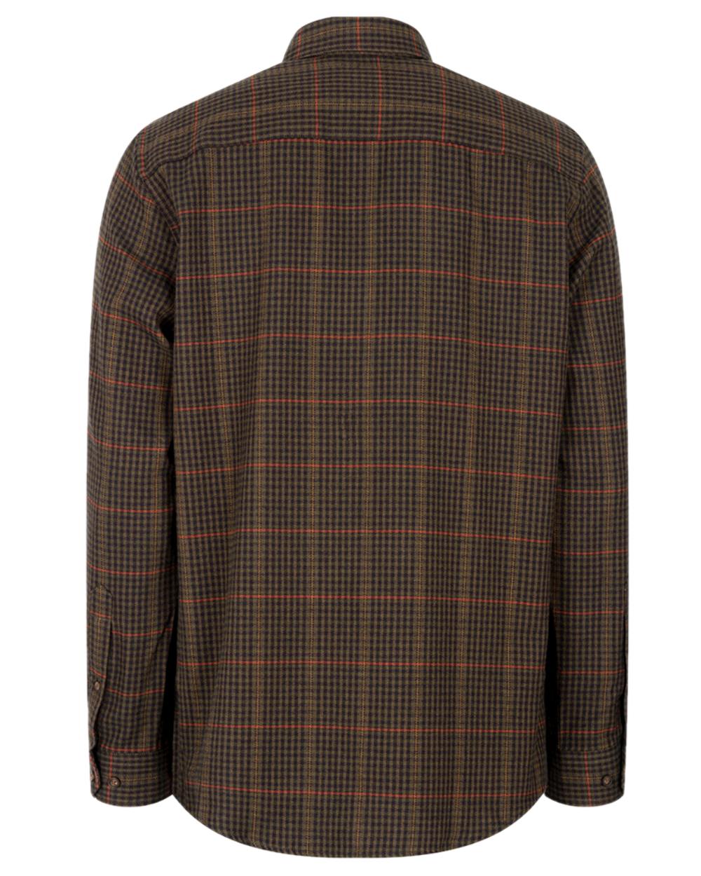 Green Coloured Hoggs of Fife Harris Cotton Twill Check Shirt on white background