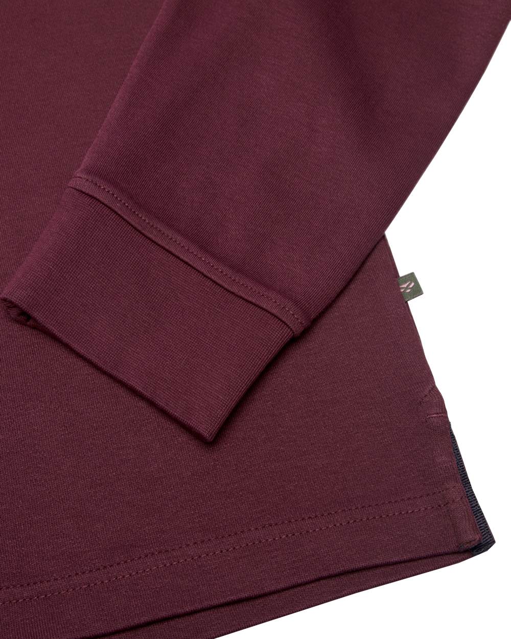 Merlot Coloured Hoggs of Fife Heriot Long Sleeve Rugby Shirt on white background