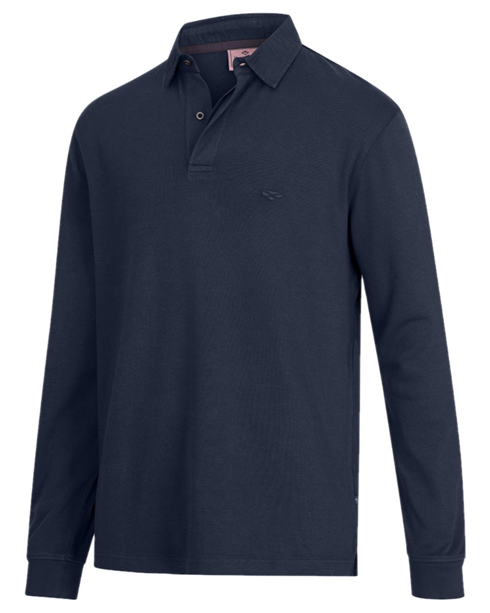 Navy Coloured Hoggs of Fife Heriot Long Sleeve Rugby Shirt on white background
