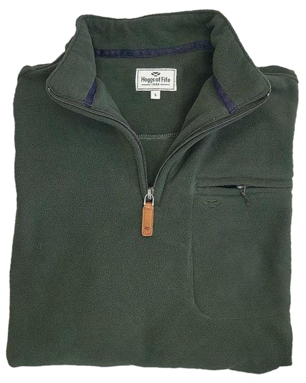 Dark Green coloured Hoggs of Fife Islander 1/4 Zip Micro Fleece Shirt on white background