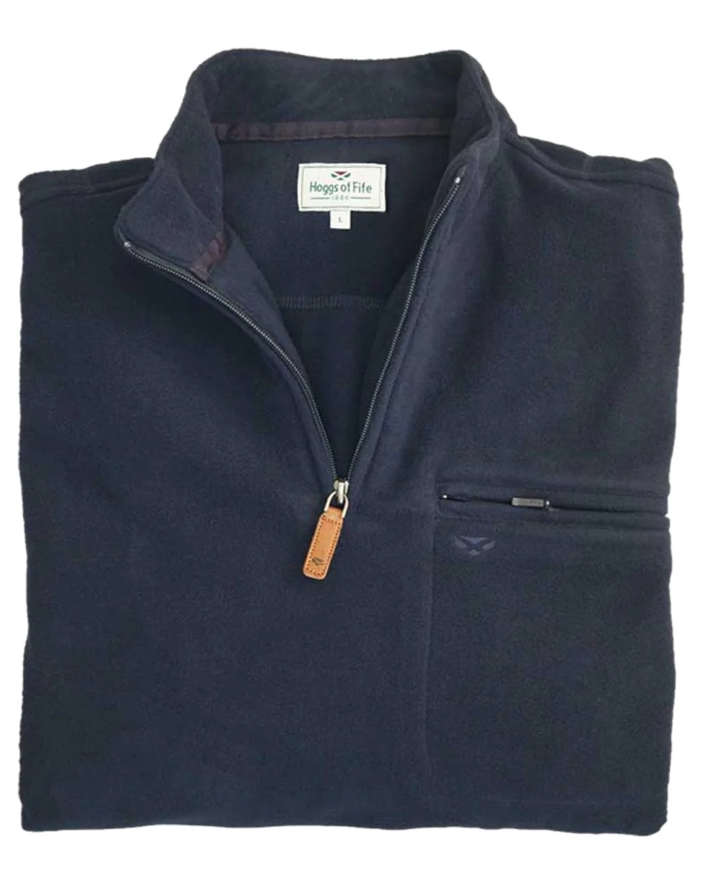 Navy coloured Hoggs of Fife Islander 1/4 Zip Micro Fleece Shirt on white background