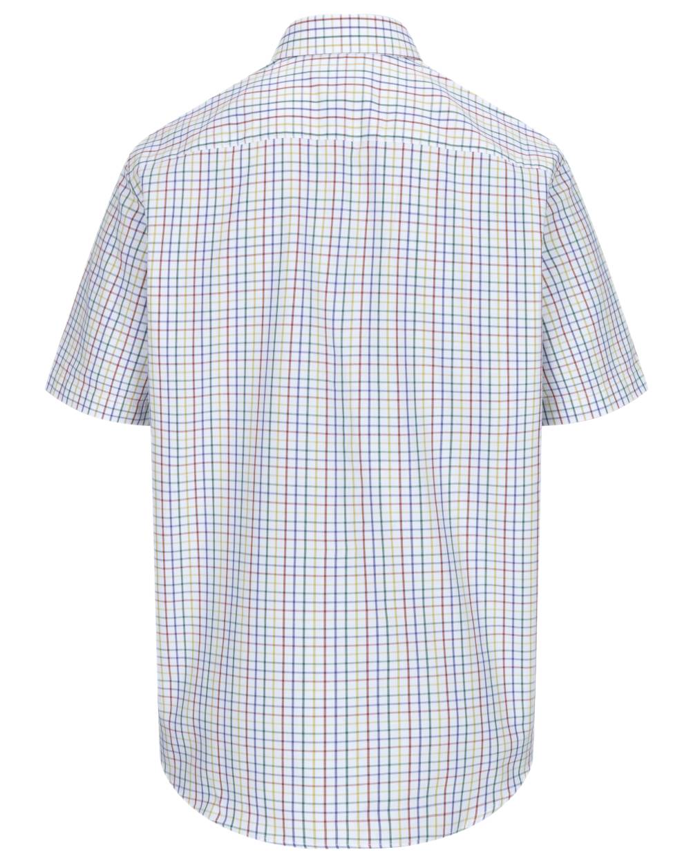 Green Red Coloured Hoggs of Fife Kessock Tattersall Short Sleeved Shirt on white background