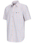 Red Yellow Coloured Hoggs of Fife Kessock Tattersall Short Sleeved Shirt on white background