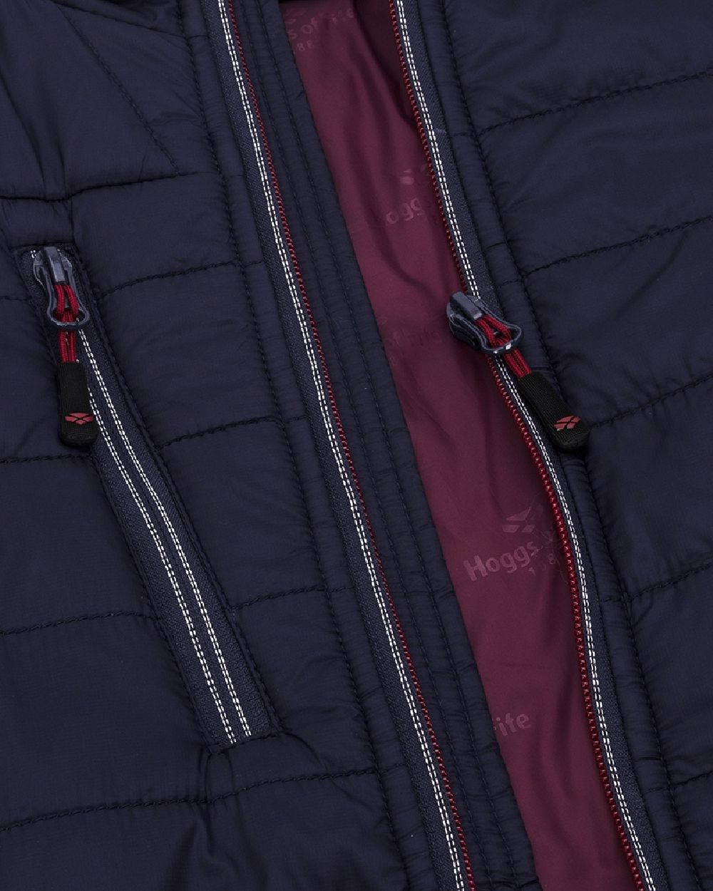 Navy Merlot Coloured Hoggs of Fife Kingston Lightweight Quilted Jacket on white background