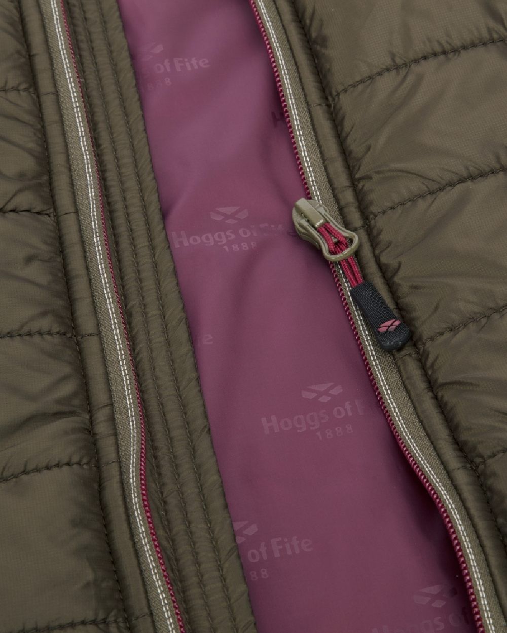 Olive Merlot Coloured Hoggs of Fife Kingston Lightweight Quilted Jacket on white background