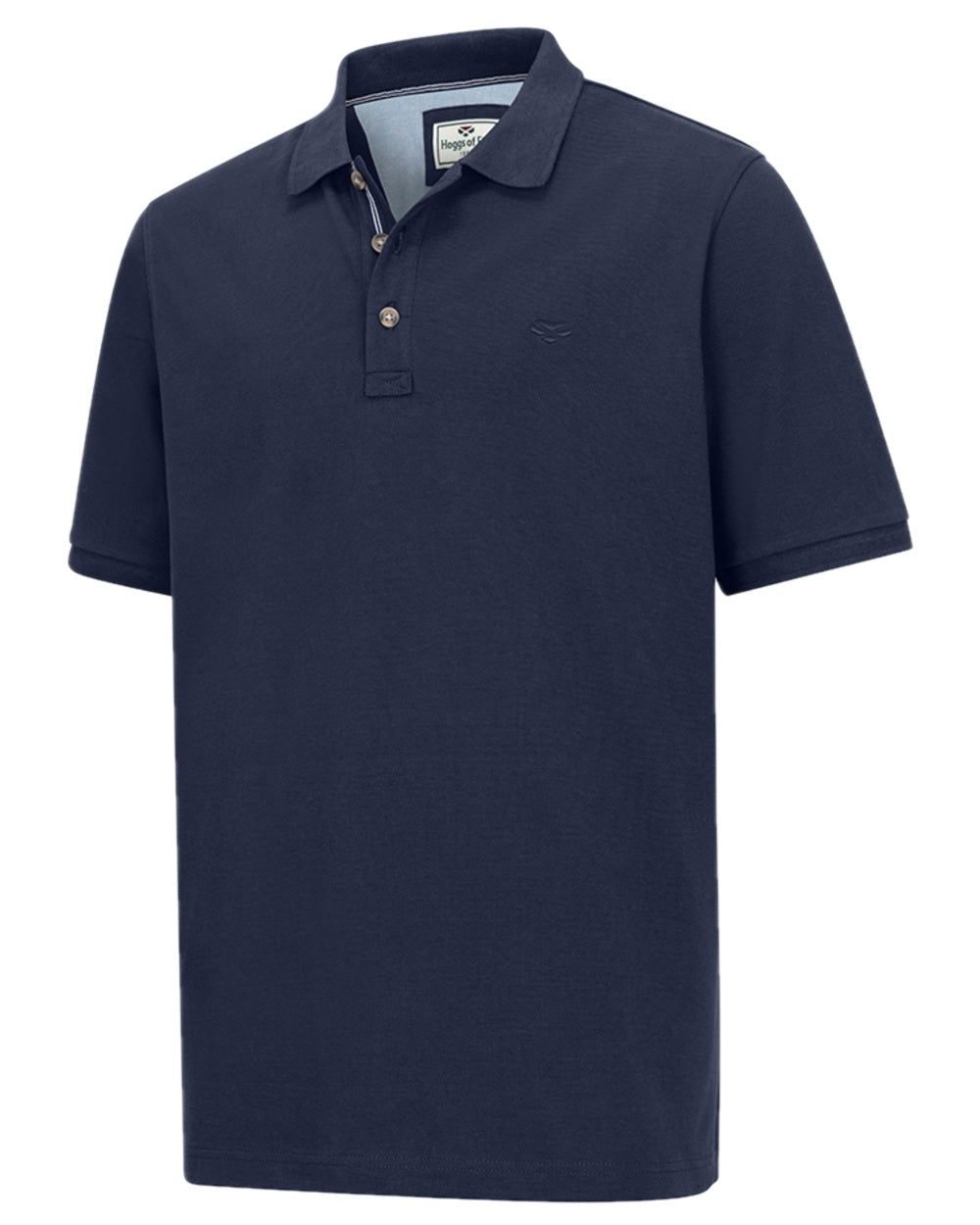 Navy Coloured Hoggs of Fife Mens Newton Pique Polo Shirt on white background