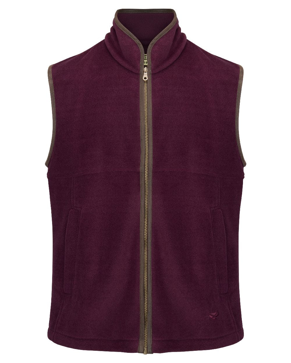Merlot coloured Hoggs of Fife Stenton Technical Fleece Gilet on white background