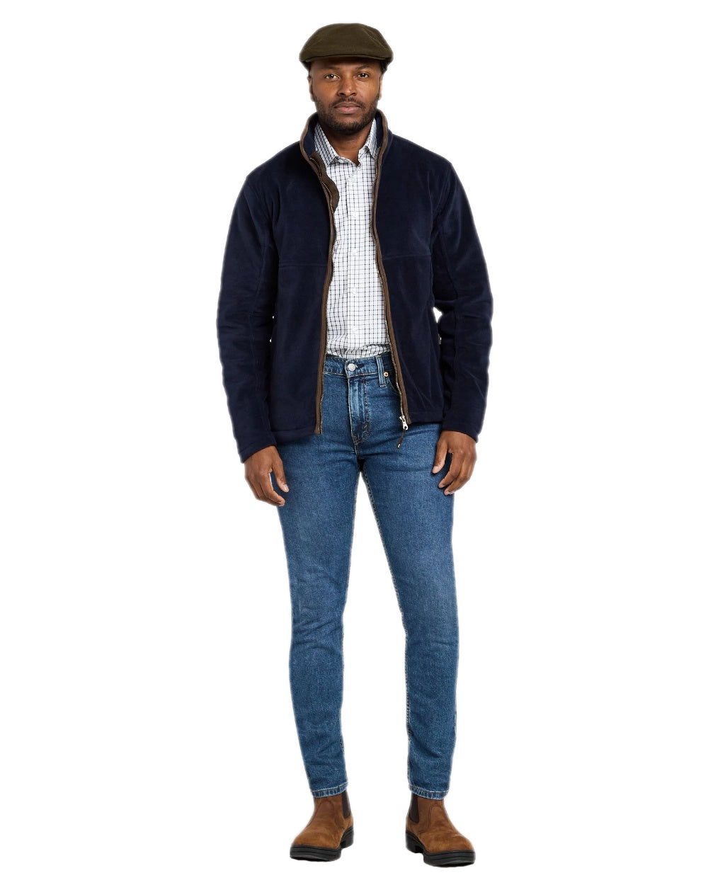 Midnight Navy Coloured Hoggs of Fife Stenton Technical Fleece Jacket on white background