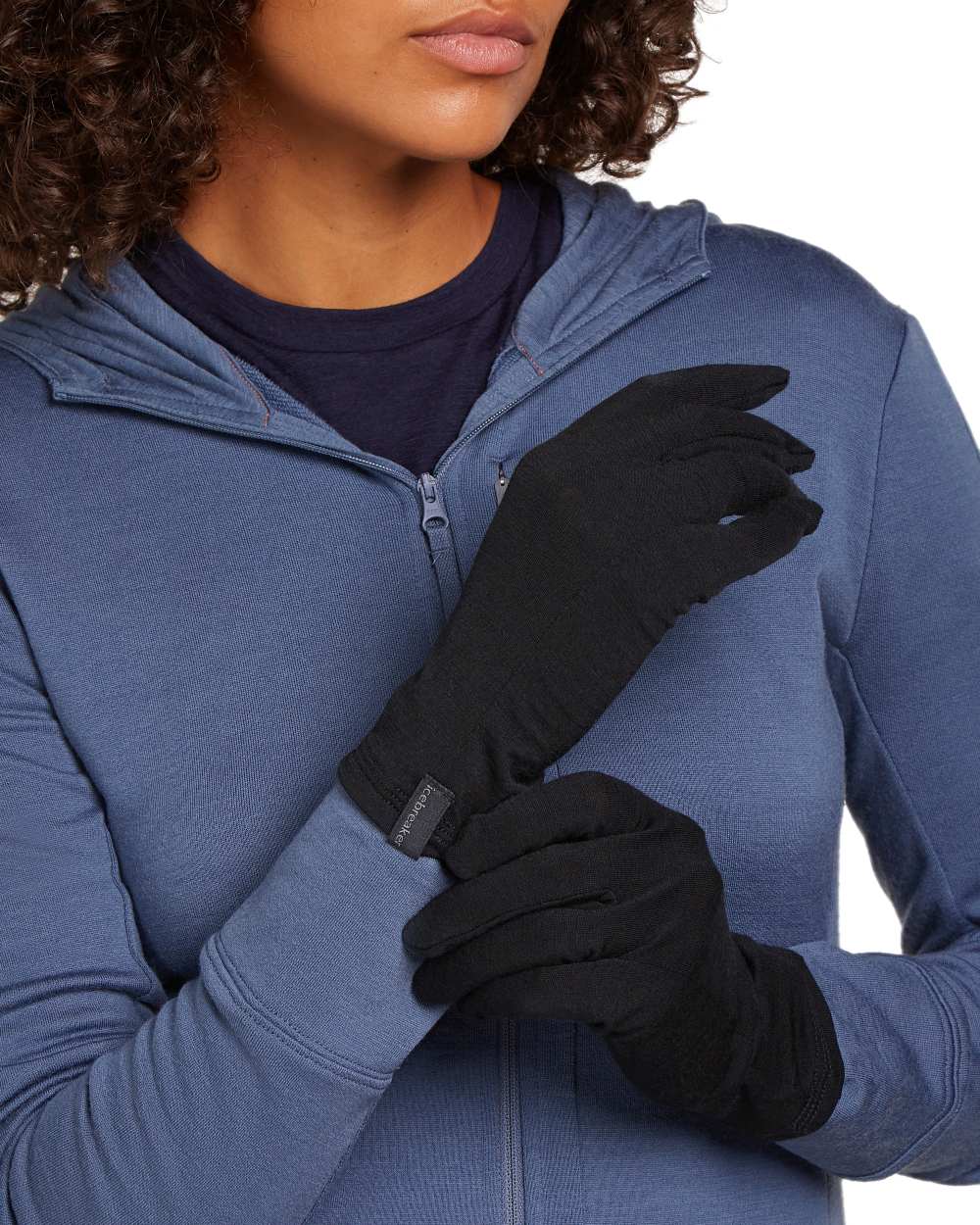 Black Coloured Icebreaker 200 Oasis Glove Liners on white background
