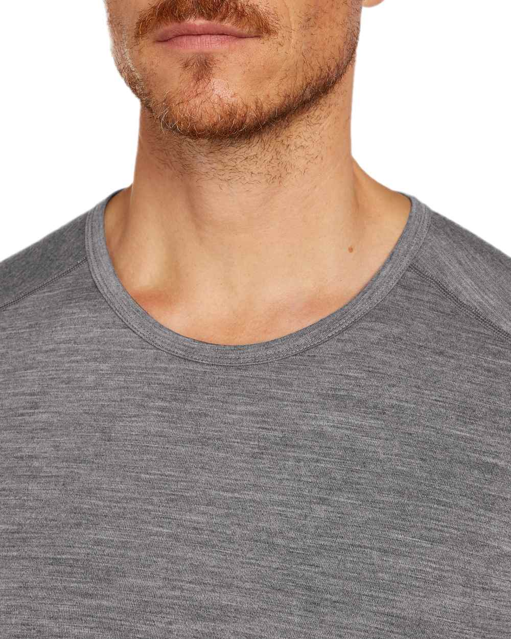 Gritstone Heather Coloured Icebreaker Mens Merino 200 Oasis Crewe Short Sleeve Thermal Top on white background