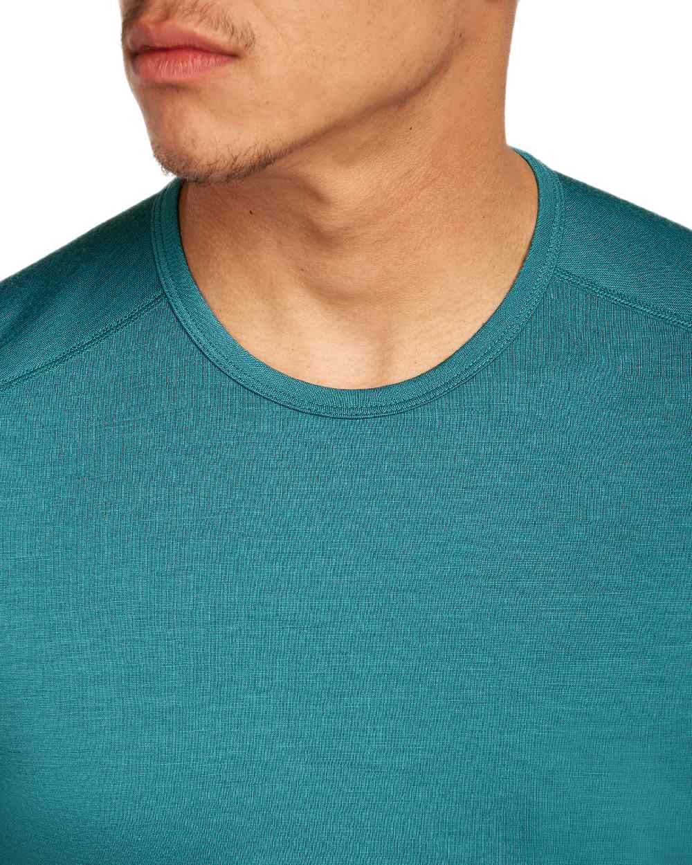 Topaz Coloured Icebreaker Mens Merino 200 Oasis Crewe Short Sleeve Thermal Top on white background