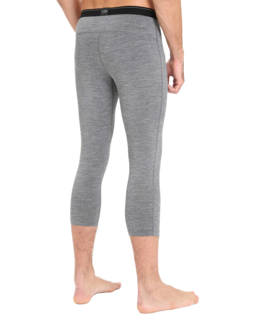 Gritstone Heather coloured Icebreaker Mens Merino 200 Oasis Mid Calf Thermal Leggings on white background