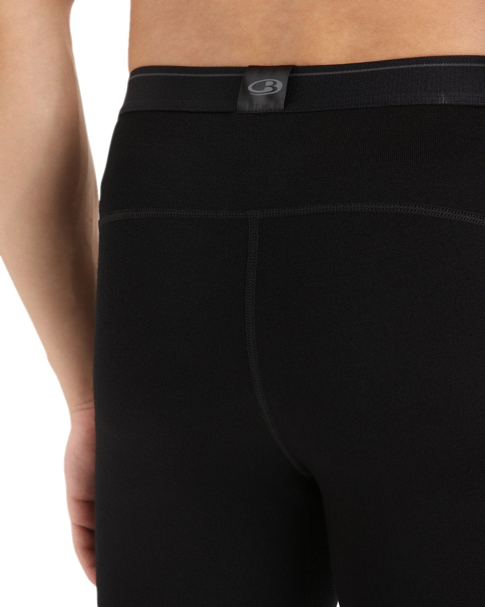 Black Coloured Icebreaker Mens Merino 260 Tech Thermal Leggings on white background