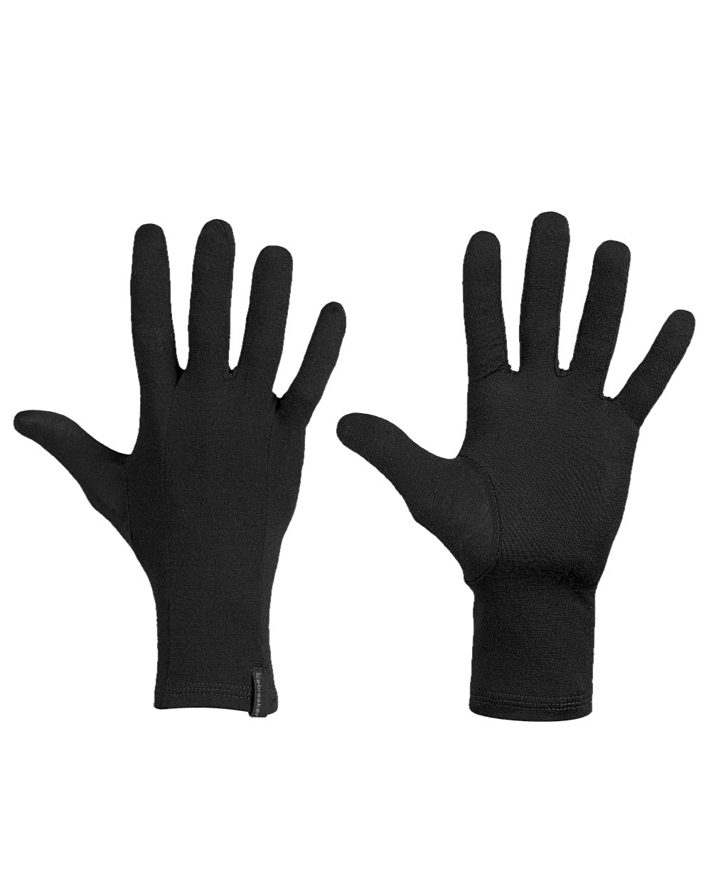 Black Coloured Icebreaker Unisex 200 Oasis Glove Liners on white background