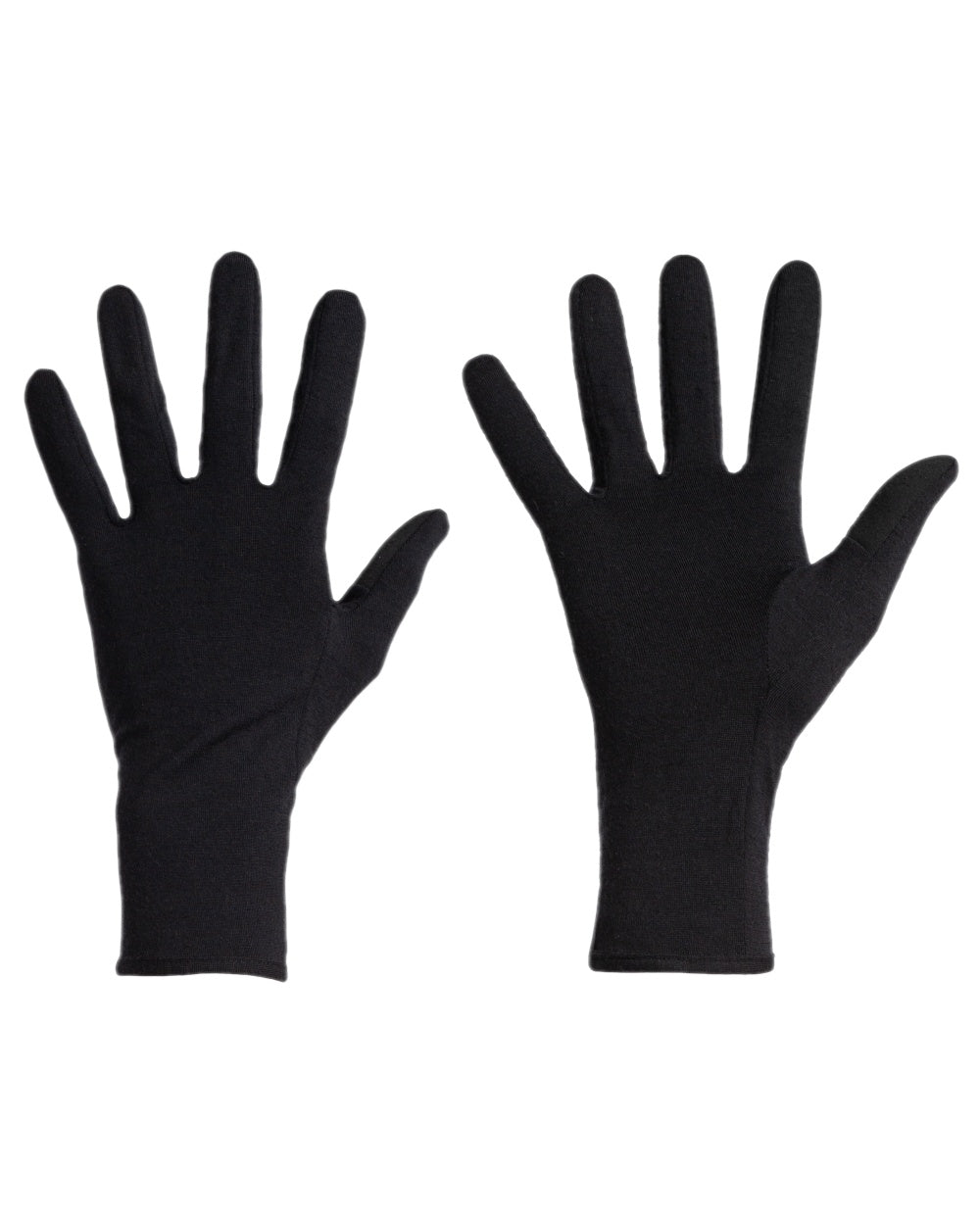 Black Coloured Icebreaker Unisex 260 Tech Gloves Liner on white background