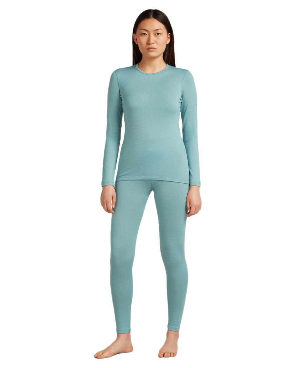 Hydro Coloured Icebreaker Womens 260 Tech Crewe Thermal Top on white background