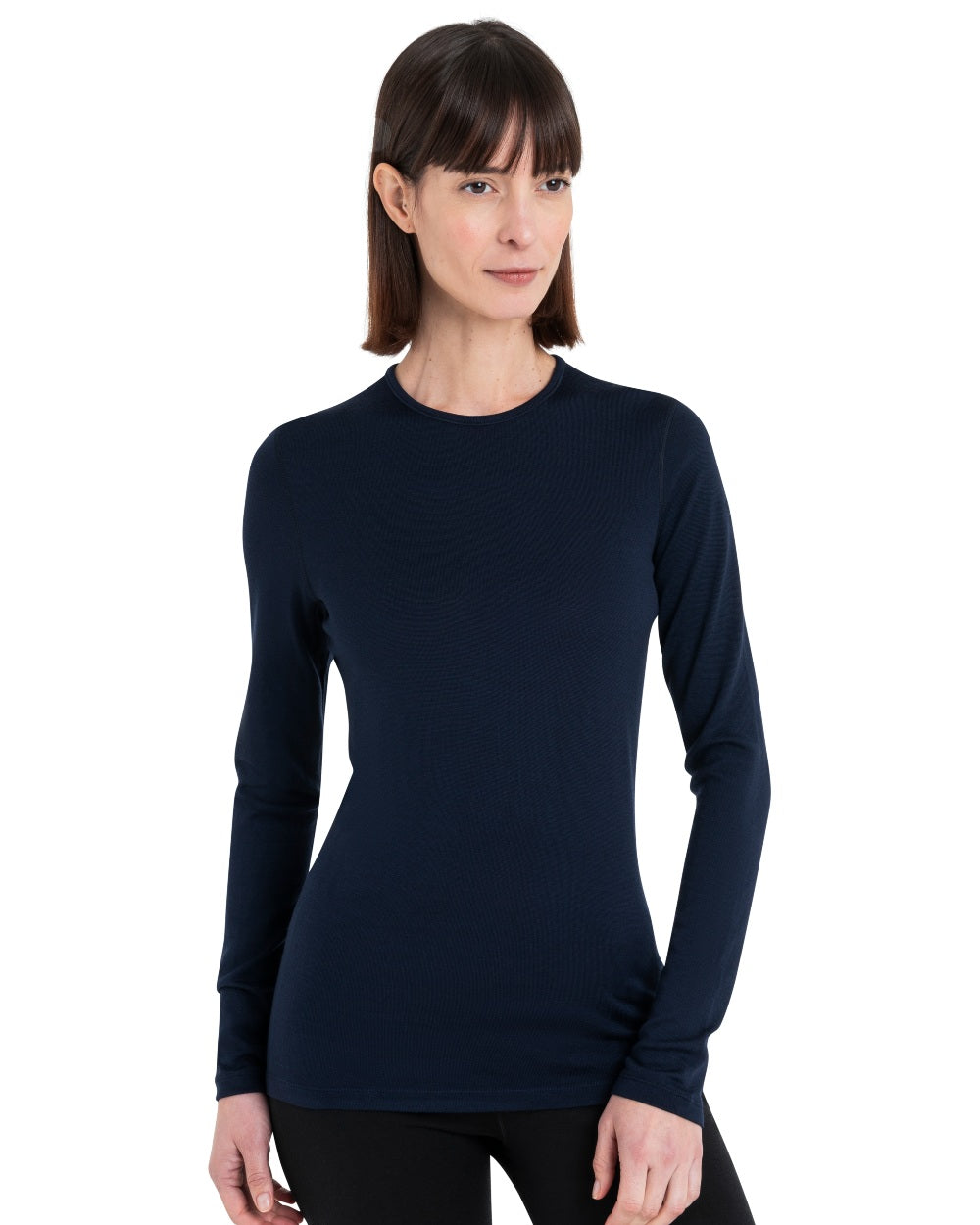 Midnight Navy Coloured Icebreaker Womens 260 Tech Crewe Thermal Top on white background