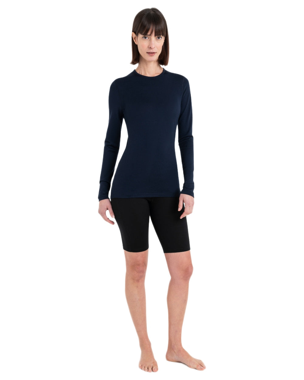 Midnight Navy Coloured Icebreaker Womens 260 Tech Crewe Thermal Top on white background
