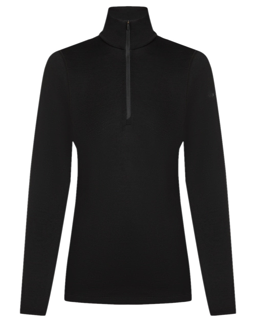 Black Coloured Icebreaker Womens Merino 200 Oasis Half Zip Thermal Top on white background