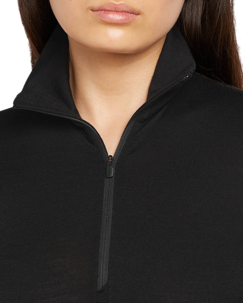Black Coloured Icebreaker Womens Merino 200 Oasis Half Zip Thermal Top on white background