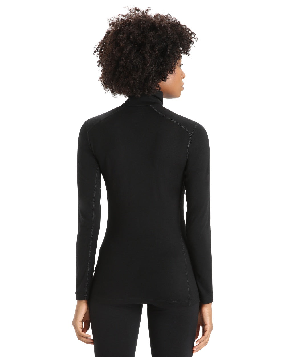 Black Coloured Icebreaker Womens Merino 200 Oasis Half Zip Thermal Top on white background