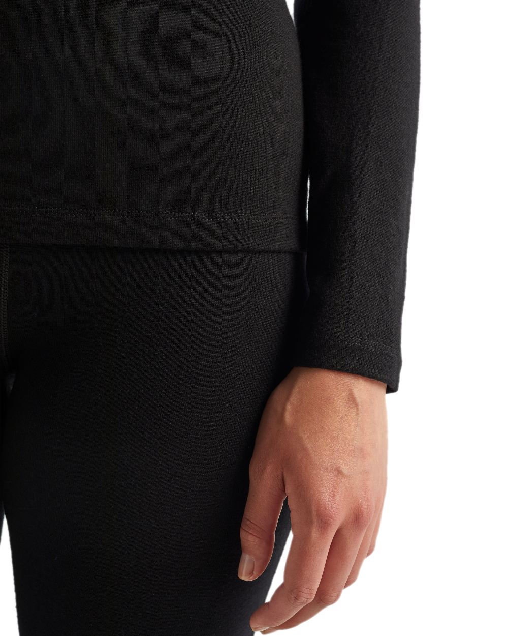 Black Coloured Icebreaker Womens Merino 260 Tech Half Zip Thermal Top on white background