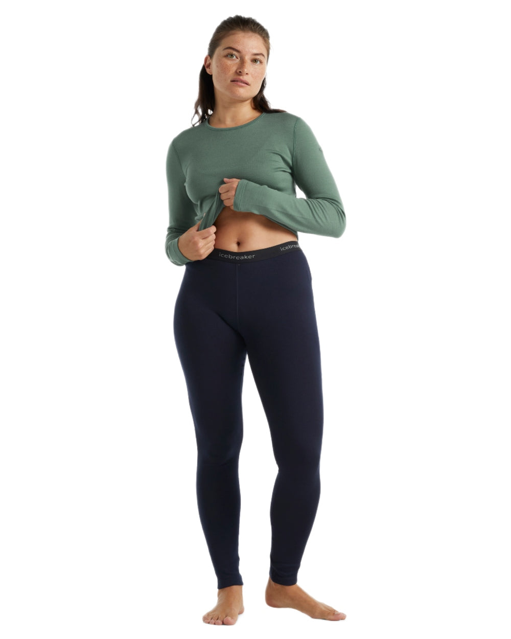 Midnight Navy Coloured Icebreaker Merino Womens 260 Tech Thermal Leggings on white background