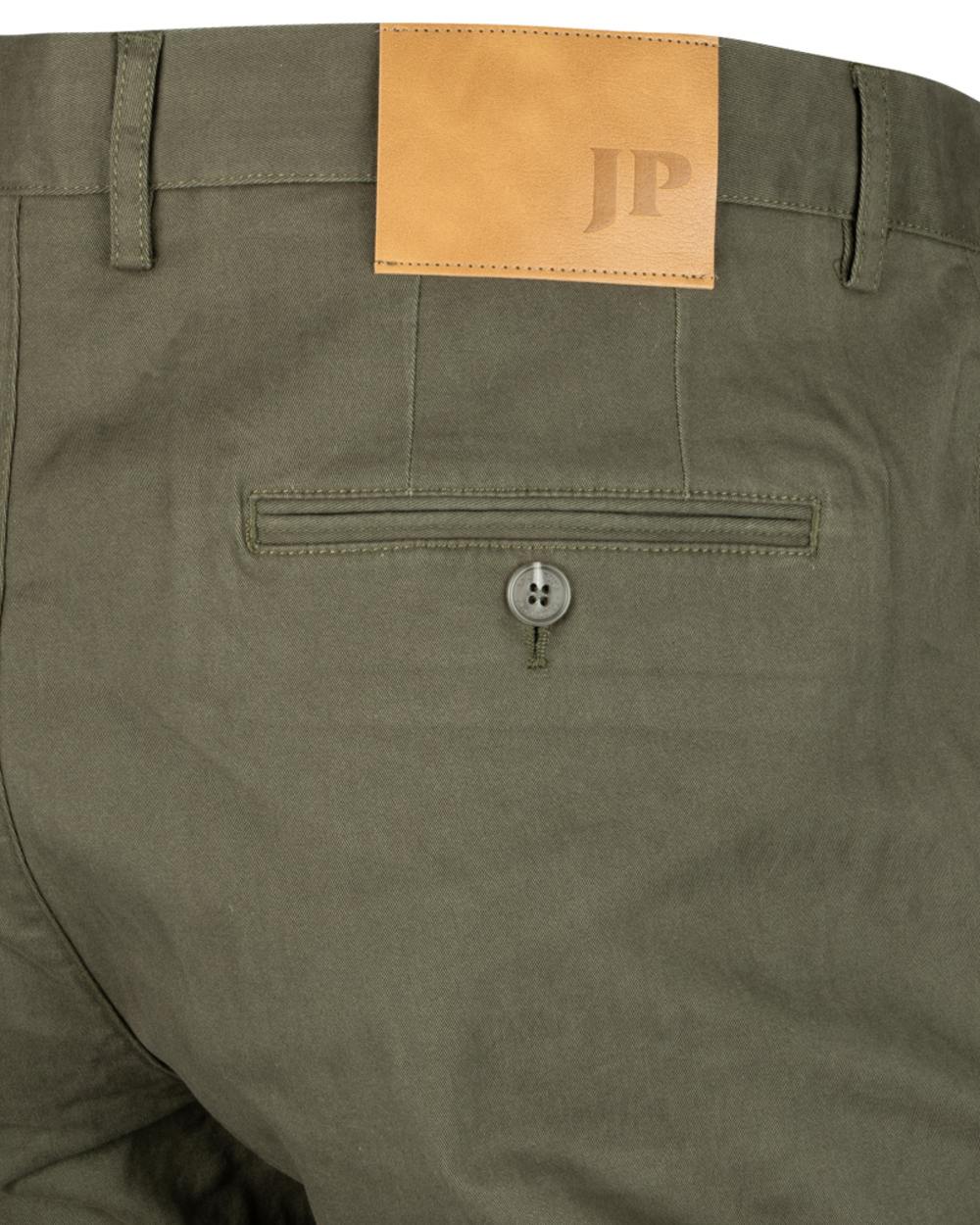 Khaki Olive coloured Jack Pyke Chino Trousers on white background