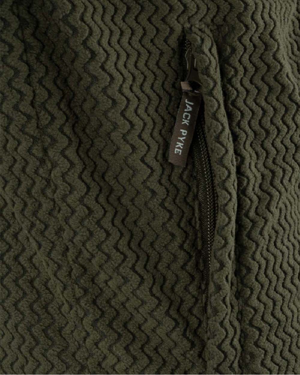 Green coloured Jack Pyke Lightweight Z Fleece Jacket on White Background