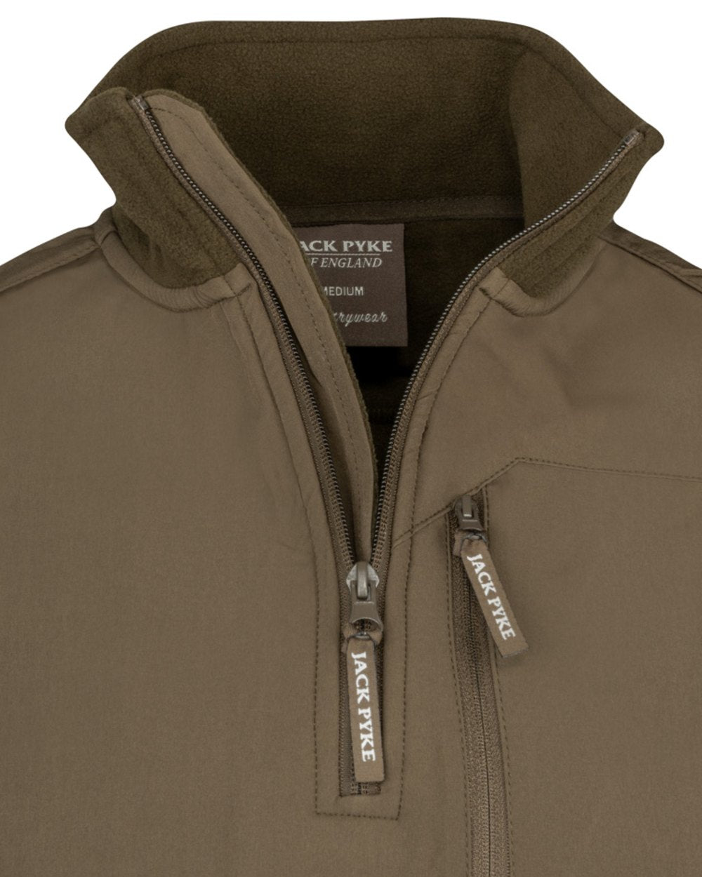 Dark Olive coloured Jack Pyke Rannock Fleece Pullover on white background