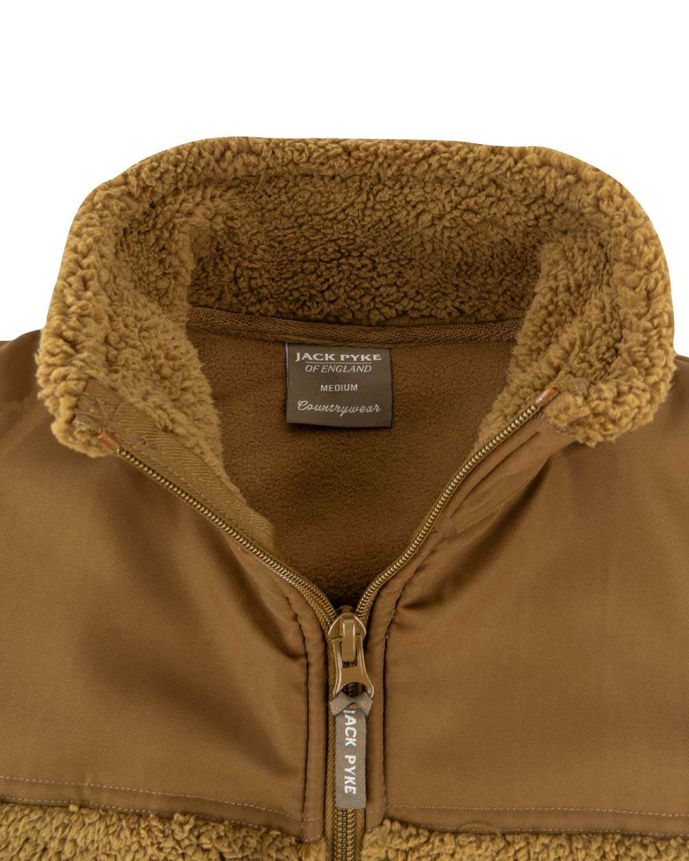 Camel coloured Jack Pyke Sherpa Fleece Jacket Gen 2 on white background