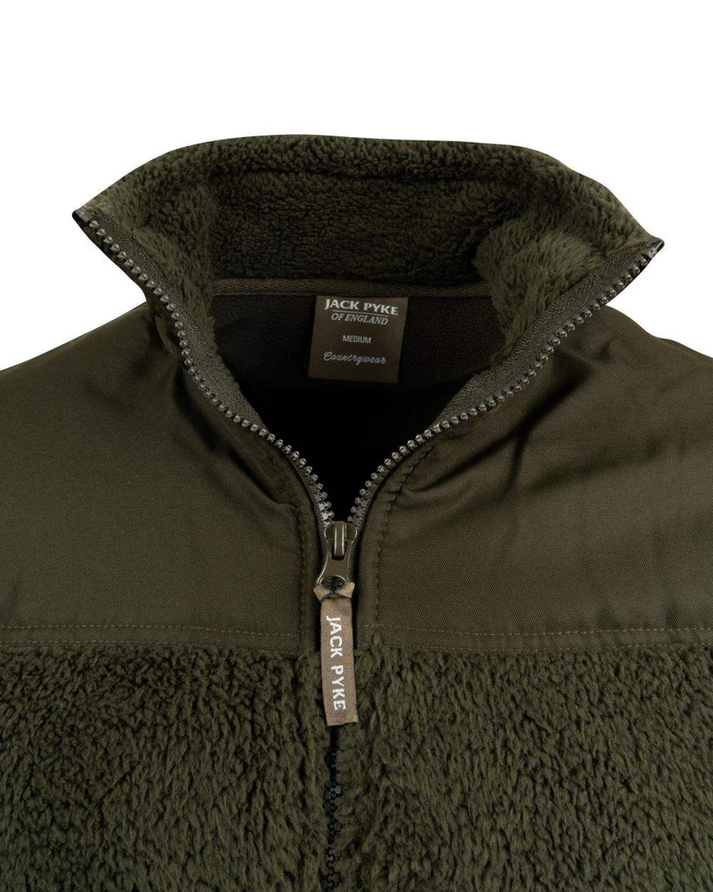 Dark Olive coloured Jack Pyke Sherpa Fleece Jacket Gen 2 on white background