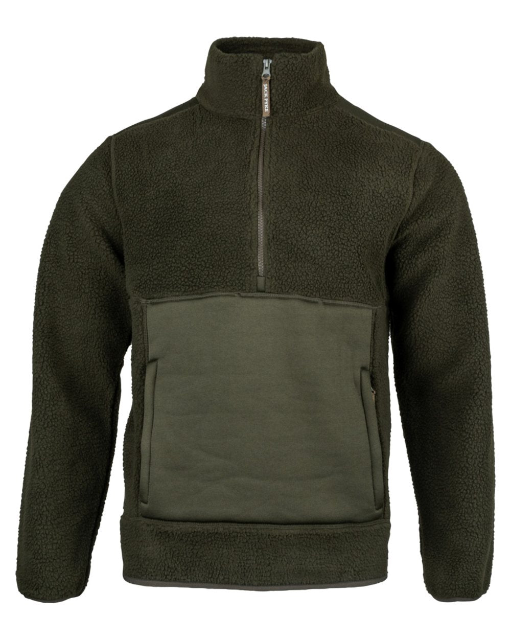 Dark Olive coloured Jack Pyke Sherpa Pullover on white background