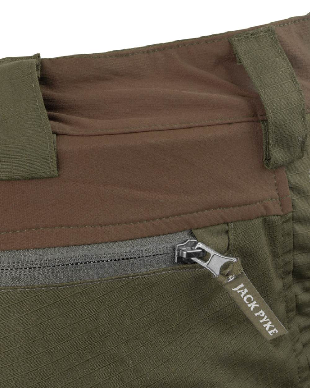 Brown coloured Jack Pyke Technical Hybrid Trousers on white background
