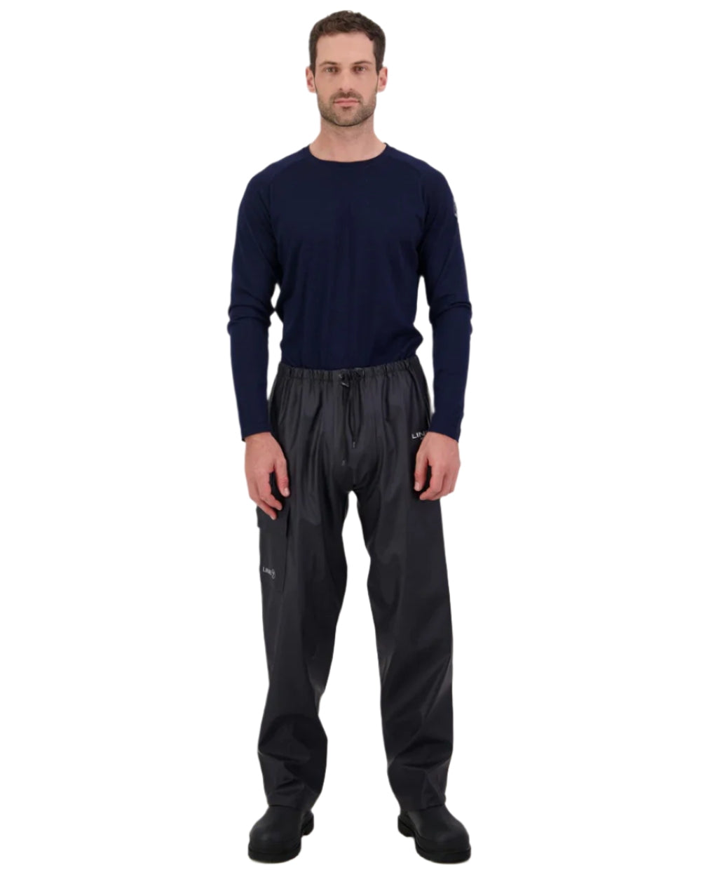 Navy Coloured Line 7 Mens Aqua Max Waterproof Overtrouser on white background