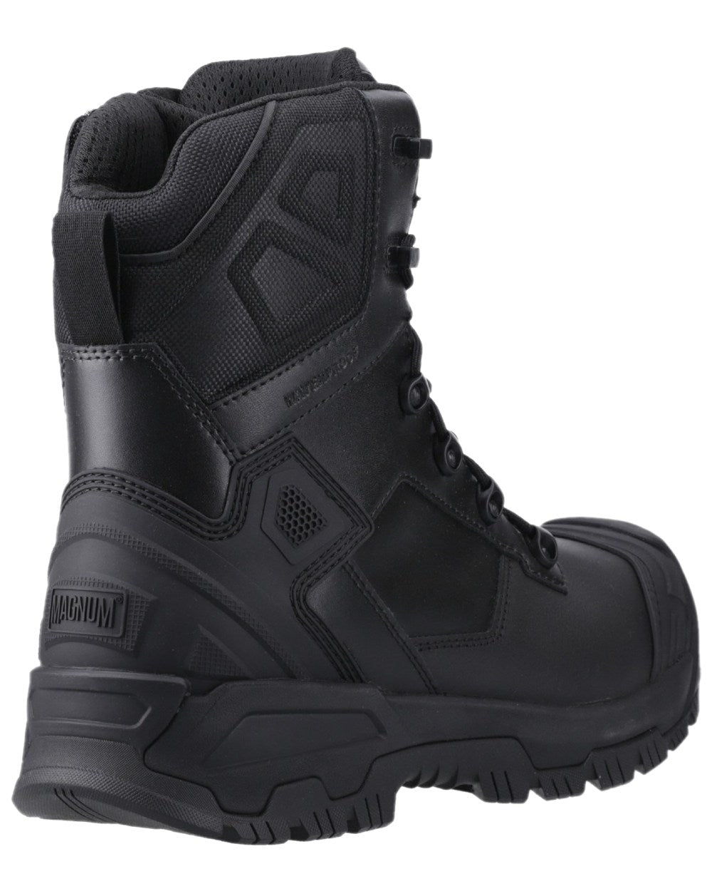 Black Coloured Magnum Mens Highway 8.0 Waterproof Safety Boots on white background