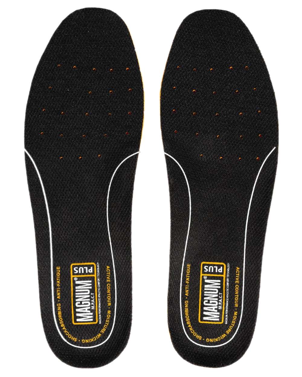 Black Coloured Magnum Mens M-Pact Insoles on white background